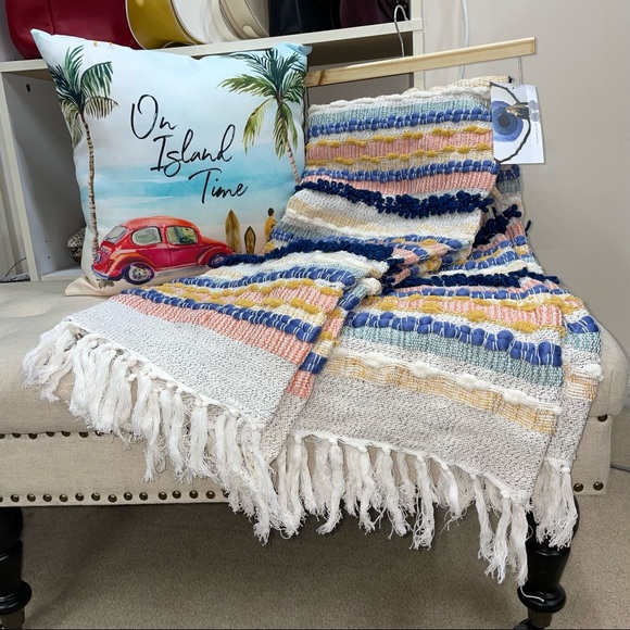 London kaye Bedding London Kaye Decorative Throw Multicolor Striped